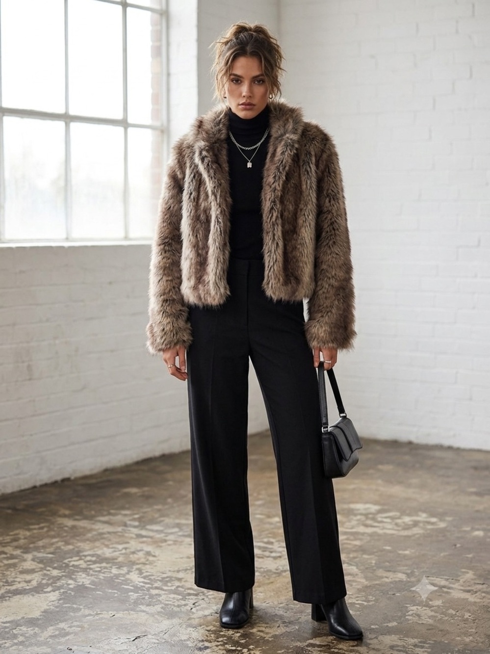 Bershka Brown Faux Fur jacket